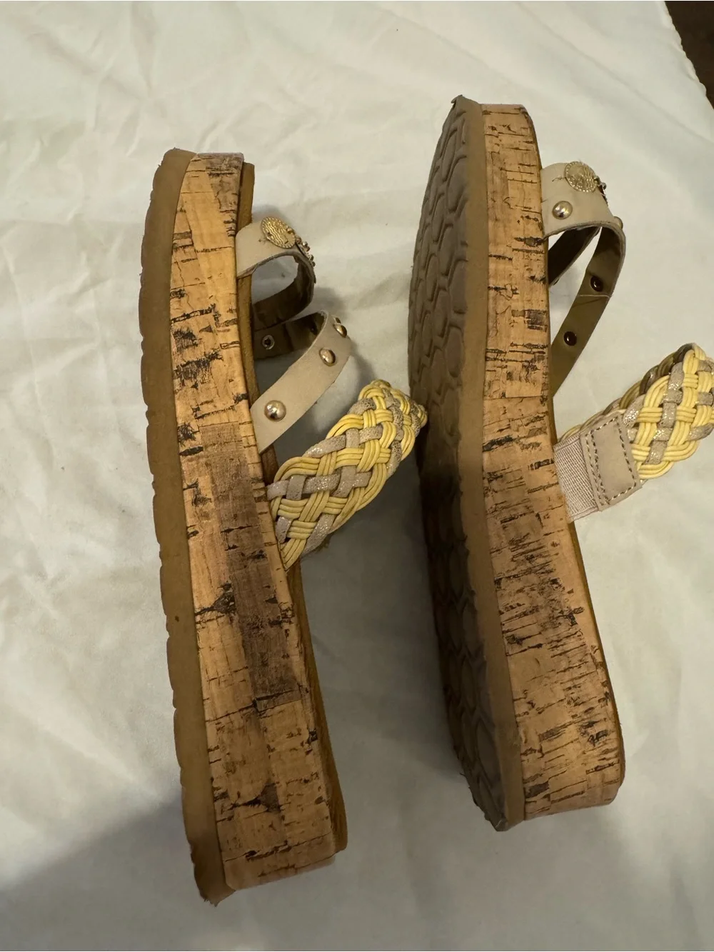 Jellypop Braided Yellow & Tan Platform Sandals